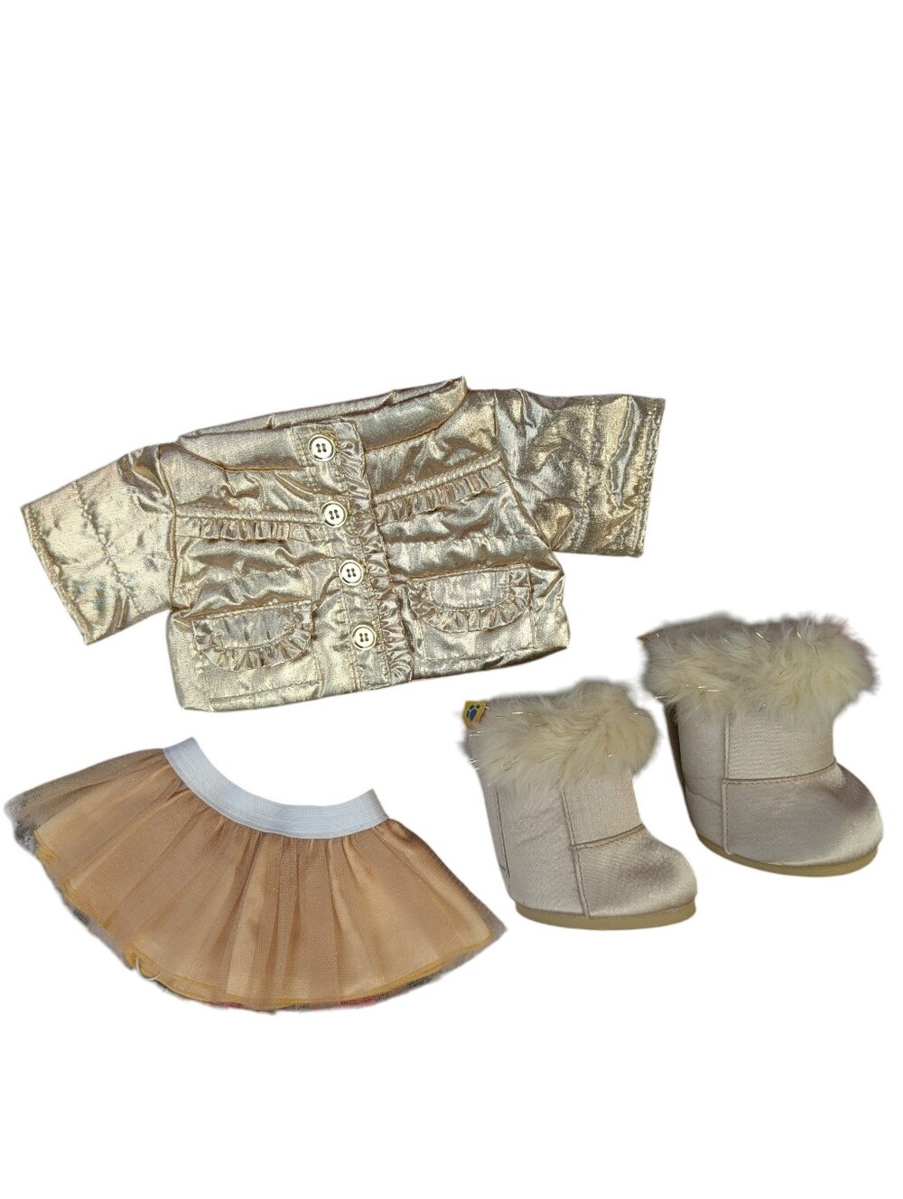 Build-a-Bear Gold Jacket, Tulle Skirt & Gold Boots - Outfit - BAB Not Included